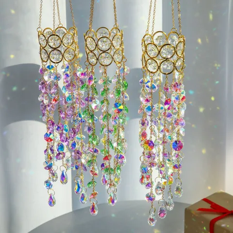 Scacciapensieri Appeso in Cristallo Artificiale di Lusso Decorazione Geometrica Colorata Prisma Pendente per Casa Giardino Finestra