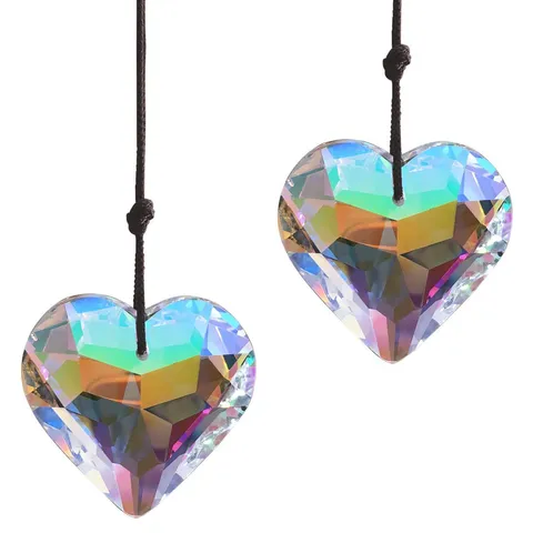 Crystal Heart Suncatcher Prism Pendant Rainbow Maker Window Hanging Decor Faceted Crystal Ornament Gift For Home Car Garden