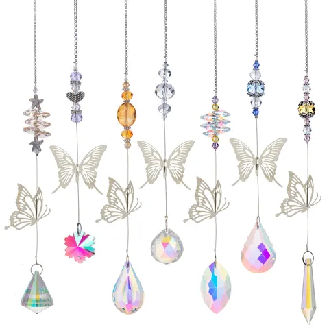 K9 Crystal Suncatcher Prism Rainbow Maker Butterfly Dragonfly Pendant Hanging Sun Catcher For Window Home Garden Decor