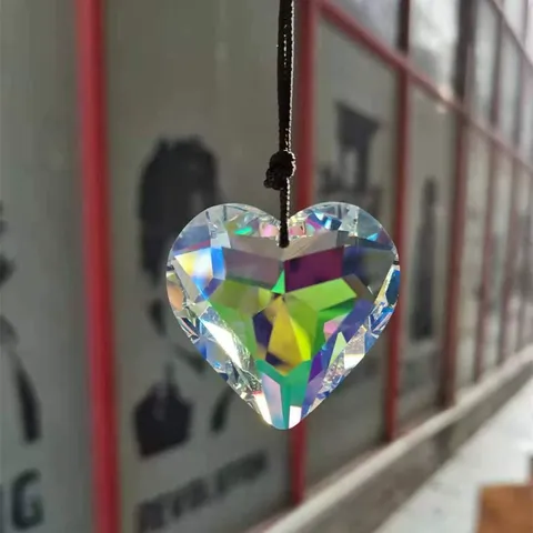 Crystal Heart Suncatcher Prism Pendant Rainbow Maker Window Hanging Decor Faceted Crystal Ornament Gift For Home Car Garden
