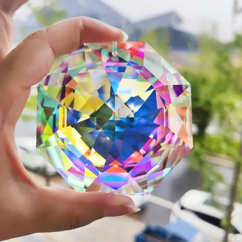 Regenboog Zonnevanger Kristal Voor Raam AB Kleur Groot Kristal Achthoekige Kraal Prisma Hangende Huis Tuin Decor Cadeau