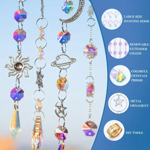 Kit DIY Acchiappasole in Cristallo Prisma Sospeso Acchiappasole Finestra Decorazione per la Casa Set di Vetro di Cristallo