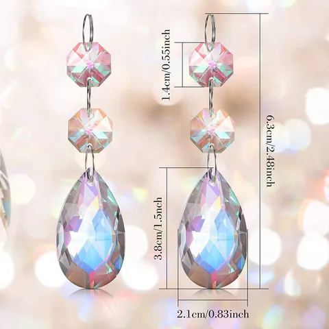 20 Τεμ Κρυστάλλινα Μενταγιόν Φωτιστικών Rainbow Suncatcher K9 Γυάλινο Πρίσμα Δάκρυ Χάντρες Διακόσμηση για Γάμο Σπίτι