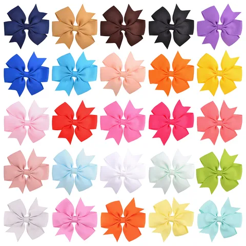 Girls Grosgrain Ribbon Bow Hair Clips Handmade Swallowtail Barrettes Colorful Kids Hair Decoration Sweet Boutique Side Clips