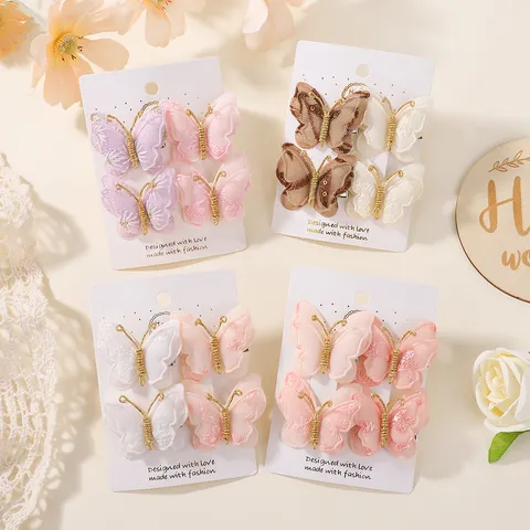 Pinza para el Cabello Bordada con Mariposa para Niñas Horquillas de Encaje Dulce Accesorios para el Cabello de Mariposa con Pinzas de Cocodrilo Adorno Decorativo