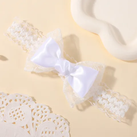 Kinderen Kant Strik Hoofdband Baby Meisjes Mesh Elastische Haarband Tule Kant Strikje Hoofddeksels Voor Peuters Accessoires
