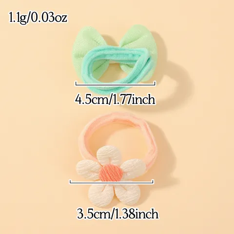 Élastiques à Cheveux Colorés en Tricot avec Nœud Motifs Floraux en Polyester pour Filles Accessoires Cheveux Doux