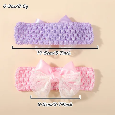 Baby Girl Hollow Out Nylon Headband Set Lace Bow Breathable Infant Hair Bands Crochet Hair Accessories For Photography Party Gift