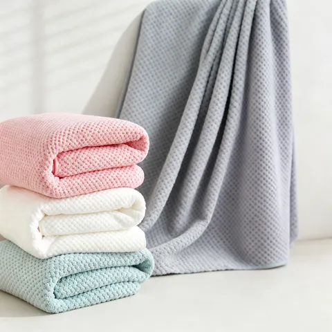 Verdicktes Korallenfleece Ananasgitter Badetuch Absorbierend Schnelltrocknend Weich Hautfreundlich Heim Erwachsener Badetuch