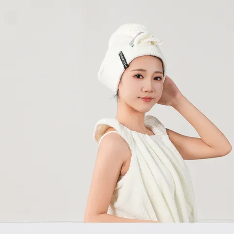 Verdickte Saugfähige Schnelltrocknende Trockenhaarmütze Damen Korallenfleece Ananas Gitter Schleife Bad Haartuch Wickel