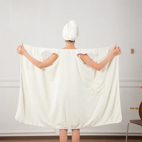 Women Wearable Bath Towel Skirt Coral Fleece Absorbent Quick Drying Bathrobe Spa Beach Towel Bath Skirt Sleepwear Home Wear