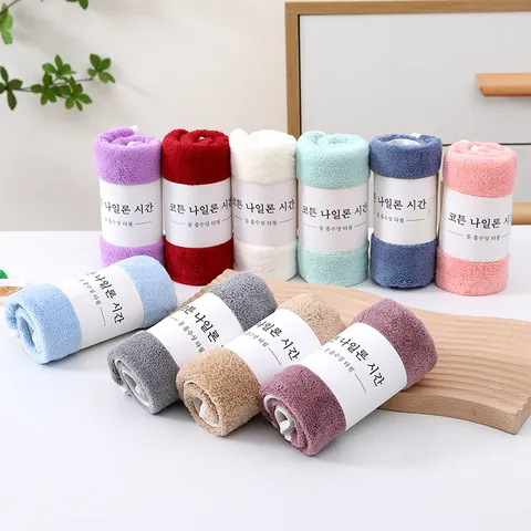 Korallenfleece Gesichtshandtuch Weich Saugfähig Schnelltrocknend Handtuch Mit Banderole Verpackung Badezimmer Zuhause Täglicher Gebrauch