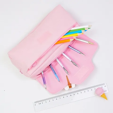 Large Capacity Cute Cartoon Rabbit Oxford Fabric Pencil Case Student Stationery Storage Bag Flap Zipper Pencil Pouch