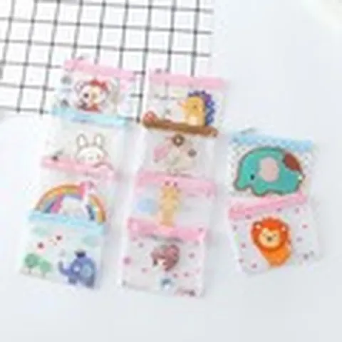 Transparent PVC Grid Pencil Pouch Cartoon Unicorn Print Small Document Storage Bag Waterproof Stationery Organizer