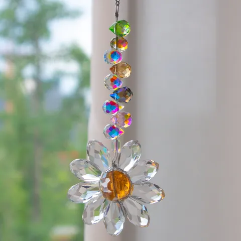Acchiappasole in Cristallo Girasole Creatore di Arcobaleno Ornamento da Appendere alla Finestra Ciondolo Prisma in Vetro per Giardino Decorazione Casa