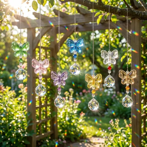 K9 Crystal Butterfly Suncatcher Pendants Rainbow Maker Hanging Ornament For Indoor Window Garden Home Decor Western Style