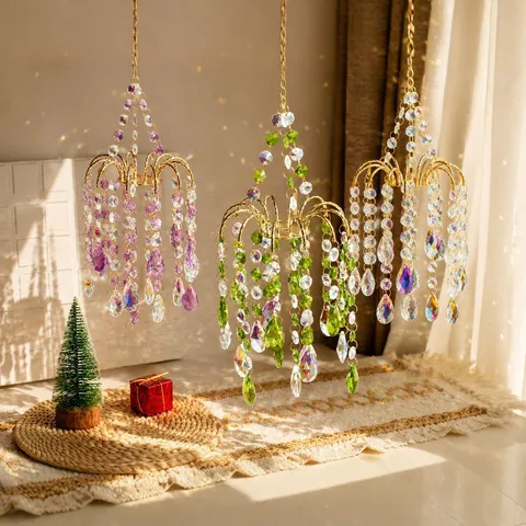 Cristallo Suncatcher Ornamento Sospeso AB Prisma Scacciapensieri per Finestra Giardino Casa Decorazione Creatore di Arcobaleno Arte Parete