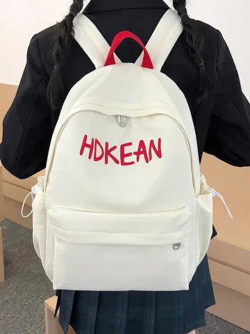 Sac à Dos Scolaire Léger de Grande Capacité pour Adolescents Étudiants en Nylon avec Broderie de Lettres