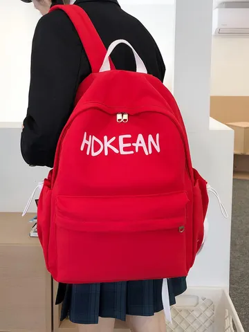 Sac à Dos Scolaire Léger de Grande Capacité pour Adolescents Étudiants en Nylon avec Broderie de Lettres