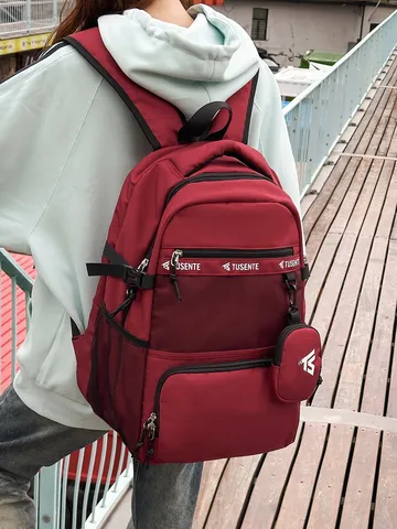 Preppy Stil Nylon Rucksack Große Kapazität Schultasche Für Jugendliche Unisex Reisrucksack Mit Abnehmbarer Minitasche Netzfach Freizeit Tagesrucksack