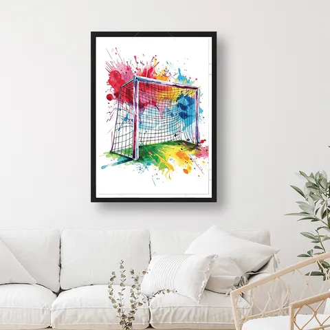 Acuarela Salpicaduras Portería de Fútbol Lienzo Pared Arte Impermeable Óleo Lienzo Pintura sin Marco para Sala de Estar