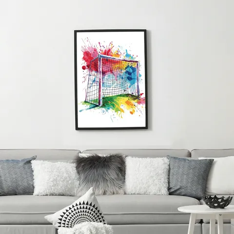 Acuarela Salpicaduras Portería de Fútbol Lienzo Pared Arte Impermeable Óleo Lienzo Pintura sin Marco para Sala de Estar