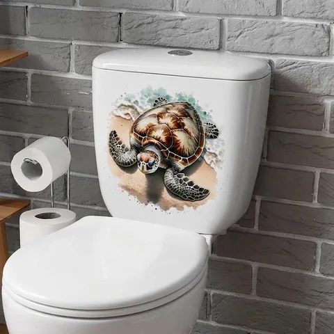Waterproof PVC Sea Turtle Toilet Sticker Creative Beach Style Removable Bathroom Wall Decal Animal Home Decorative Sticker