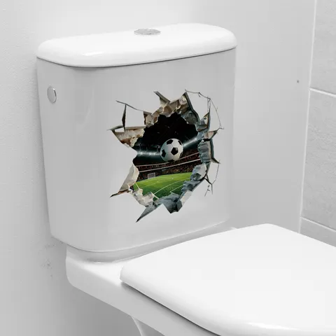 Sticker Mural Football 3D Imperméable Auto-adhésif Décalcomanie de Toilette Décoration de Salle de Bain Créatif Mural en PVC