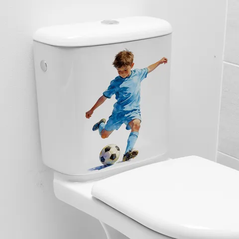 Wasserdicht PVC WC Aufkleber Weltmeisterschaft Fußball Junge Muster Abnehmbar Badezimmer Wandtattoo Sport Thema DIY WC Deckel Deko
