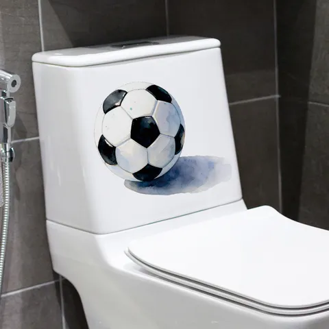 Sticker de Toilette Autocollant Imperméable Football Aquarelle Décalcomanie Murale Pour Décoration de Salle de Bain PVC