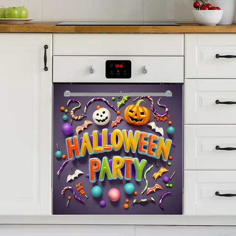 Waterproof Halloween Pumpkin Bat Dishwasher Sticker Removable 3D PVC Kitchen Decorative Decal Festive Party Refrigerator Magnet Sticker