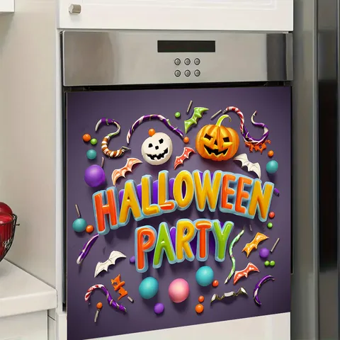 Waterproof Halloween Pumpkin Bat Dishwasher Sticker Removable 3D PVC Kitchen Decorative Decal Festive Party Refrigerator Magnet Sticker