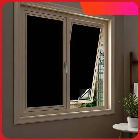 Blackout Window Privacy Film Static Cling Non-Adhesive PVC Glass Sticker Sun Blocking Heat Control Removable Black Decal