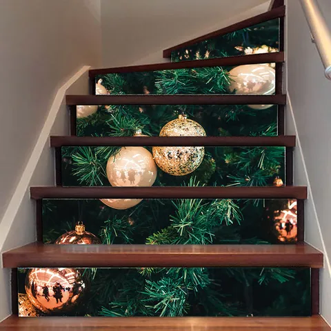 3D Navidad Pegatinas para Escaleras PVC Impermeable Autoadhesivo Calcomanías para Escalones Murales de Pared Decoración del Hogar