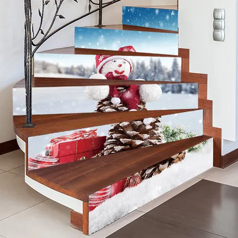 Adesivi Natalizi 3D per Scale Autoadesivi Impermeabili in PVC Decalcomanie Murali per Decorazione Scale Murale Festivo