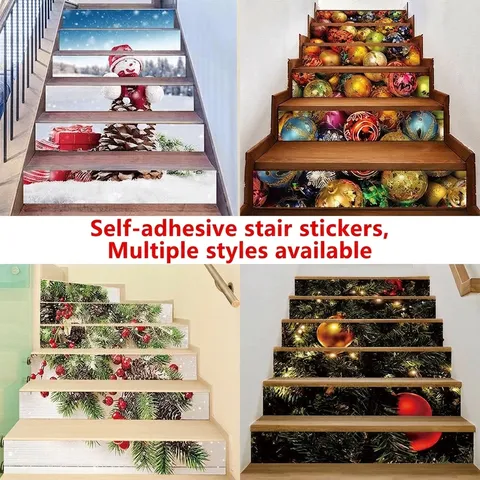 Adesivi Natalizi 3D per Scale Autoadesivi Impermeabili in PVC Decalcomanie Murali per Decorazione Scale Murale Festivo