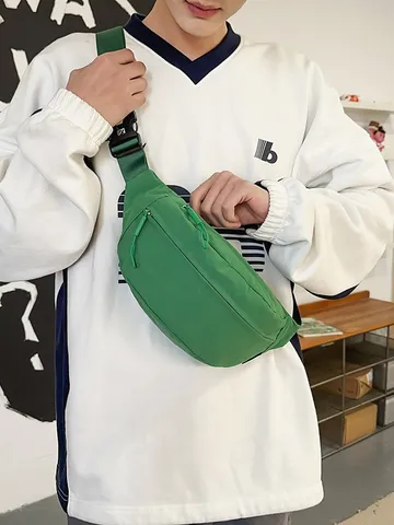 Minimalistische Sportliche Nylon Gürteltasche Für Damen Herren Kleine Bonbonfarbene Brusttasche Lässige Umhängetasche