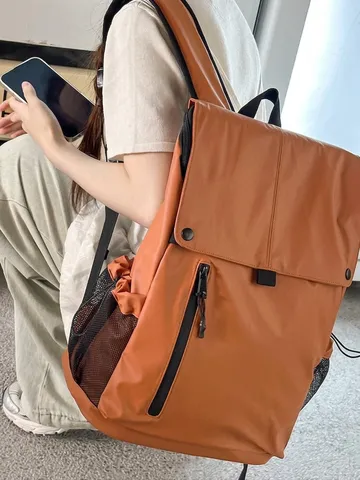 Sac à Dos Imperméable en PU Grande Capacité Style Locomotive Streetwear Sac d'École pour Hommes Femmes Voyage Sac d'Ordinateur