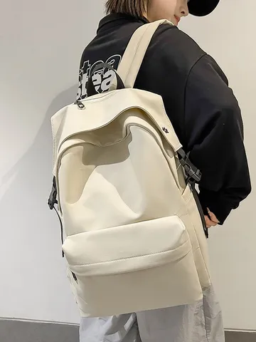 Korean Harajuku Style Large Capacity Unisex Backpack Nylon School Bag Breathable Wear Resistant Student Bookbag For Campus Daily Travel