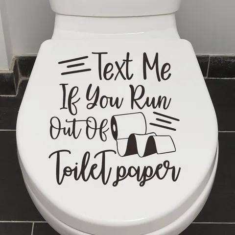 Humorous English Quote Toilet Lid Decal Removable PVC Bathroom Wall Sticker Funny Toilet Paper Sign Decoration For Home Restroom