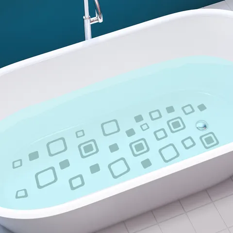 Geometric Pattern Bathroom Bathtub Non-Slip Wall Stickers PVC Waterproof Frosted Self-Adhesive Floor Tile Decals Home Decor