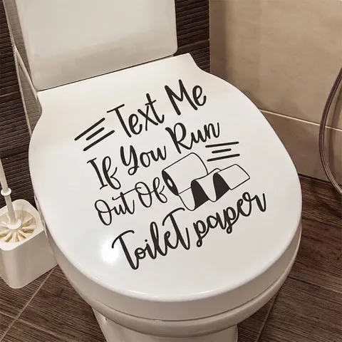 Humorous English Quote Toilet Lid Decal Removable PVC Bathroom Wall Sticker Funny Toilet Paper Sign Decoration For Home Restroom