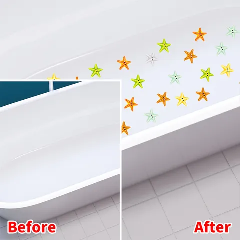 Cartoon Sea Star Bathtub Stickers Non-Slip Waterproof PVC Bathroom Tub Decorations For Kids Safety Multicolor Self-Adhesive Decals