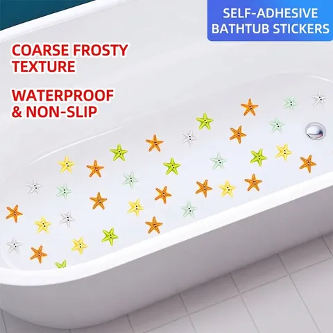 Cartoon Sea Star Bathtub Stickers Non-Slip Waterproof PVC Bathroom Tub Decorations For Kids Safety Multicolor Self-Adhesive Decals