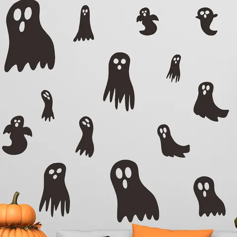 Adesivi da Parete Fantasma di Halloween Silhouette Spaventosa Decals per Finestre Impermeabili PVC per Camera da Letto Soggiorno Festa Decorazione