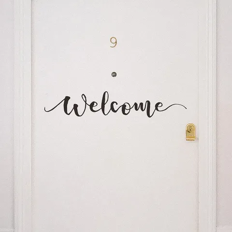 Modern Welcome Wall Sticker Artistic Script Removable PVC Door Sticker For Entrance Living Room Bedroom Home Decor