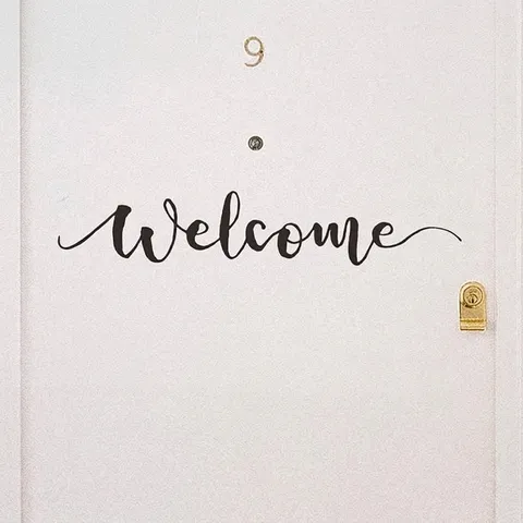 Modern Welcome Wall Sticker Artistic Script Removable PVC Door Sticker For Entrance Living Room Bedroom Home Decor