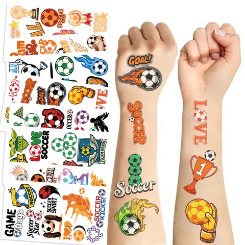 Luminous Soccer Temporary Tattoos For Kids Waterproof Glow In The Dark Football Trophy Stickers For Sports Party Favors Gift