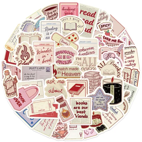 Bookish Waterproof Vinyl Stickers Aesthetic Reading Literary Graffiti Decals For Journal Laptop Water Bottle