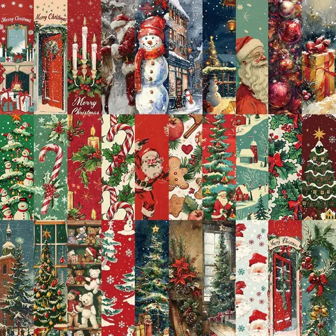 Vintage Weihnachten Lesezeichen Karton Papier Für Journaling DIY Dekorative Lesezeichen Weihnachtsmann Schneemann Muster Künstlerisches Geschenk